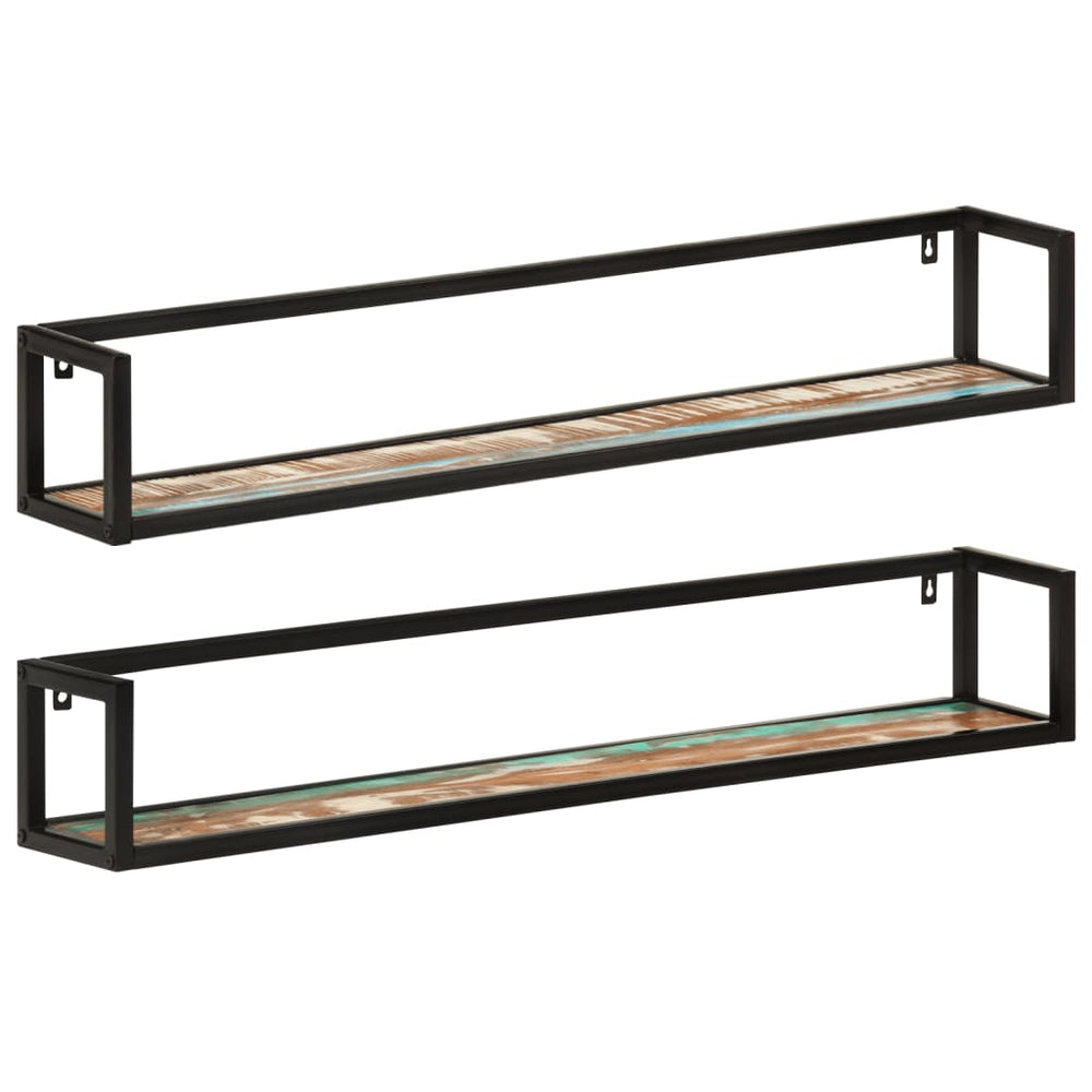 vidaXL Étagères murales 2 pcs 110x17x17 cm Bois de récupération massif et fer