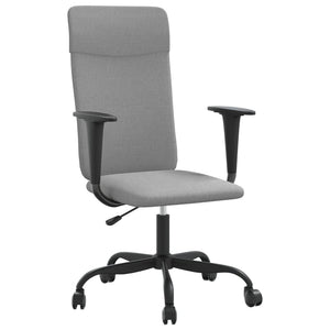 vidaXL Chaise de Bureau Réglable en Hauteur Gris Clair Tissu