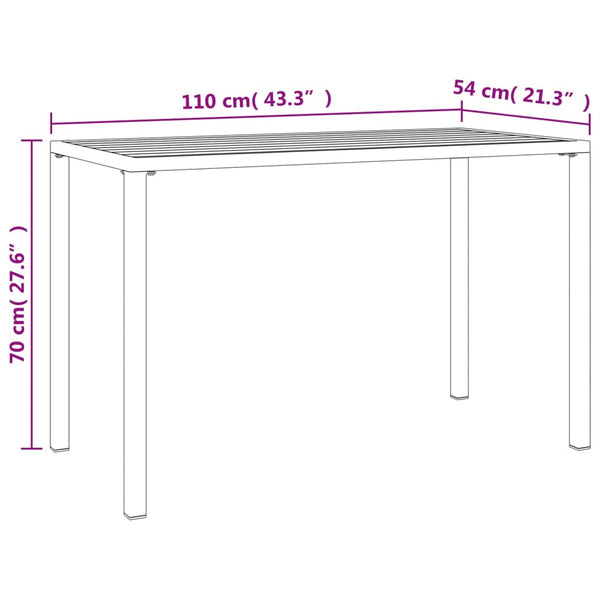 Anthrazit Garten-Esstisch Stahl 110x54 cm