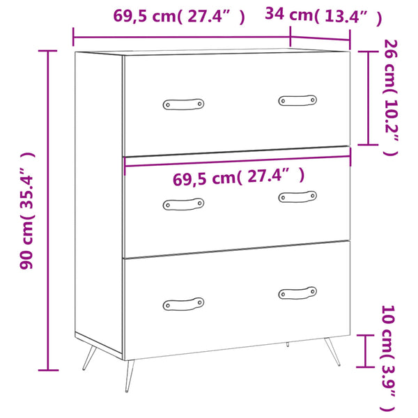 Kommode Sonoma Eiche 69,5x34x90 cm