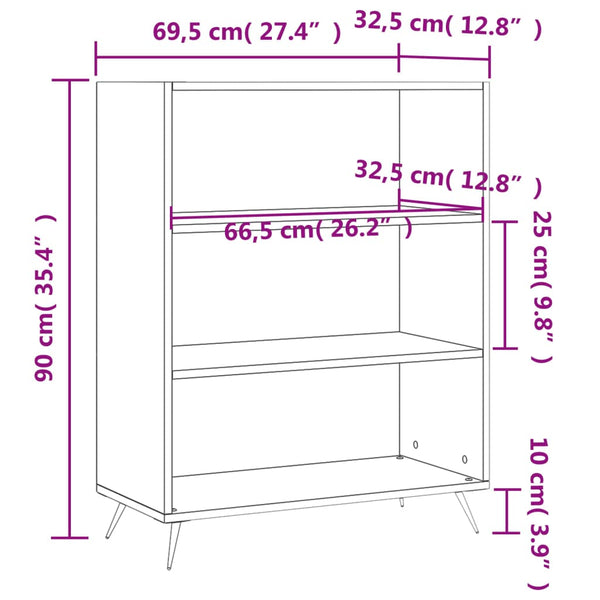 Weißes Bücherregal 69,5x90 cm