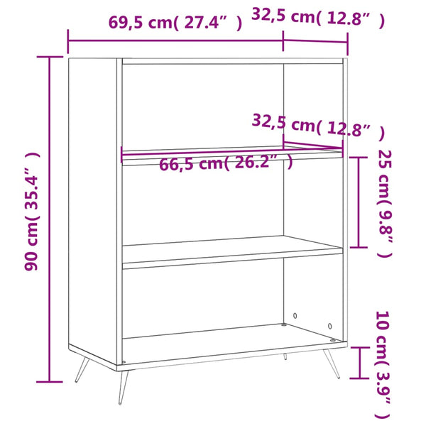 Bücherregal Weiß Hochglanz 69,5x90 cm