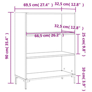 vidaXL Bibliothèque Gris Ciment 69,5x32,5x90 cm Bois d'ingénierie