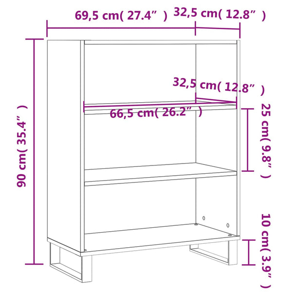 vidaXL Buffet haut gris béton 69,5x32,5x90 cm Bois d'ingénierie