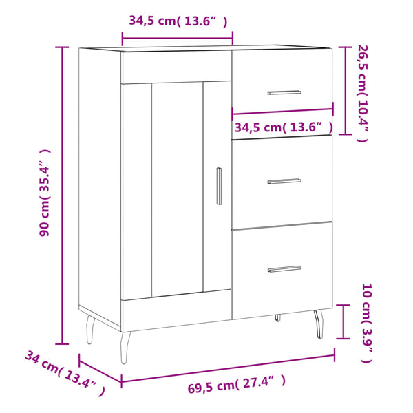 Sideboard Grau Sonoma 69,5x34x90 cm