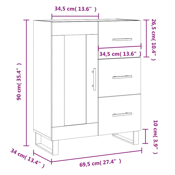 Sideboard Sonoma Eiche 90cm