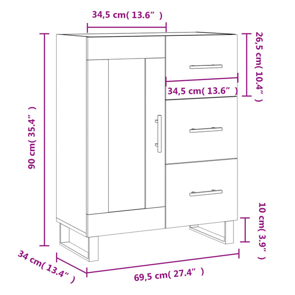 Betongraues Sideboard 69,5x34x90 cm