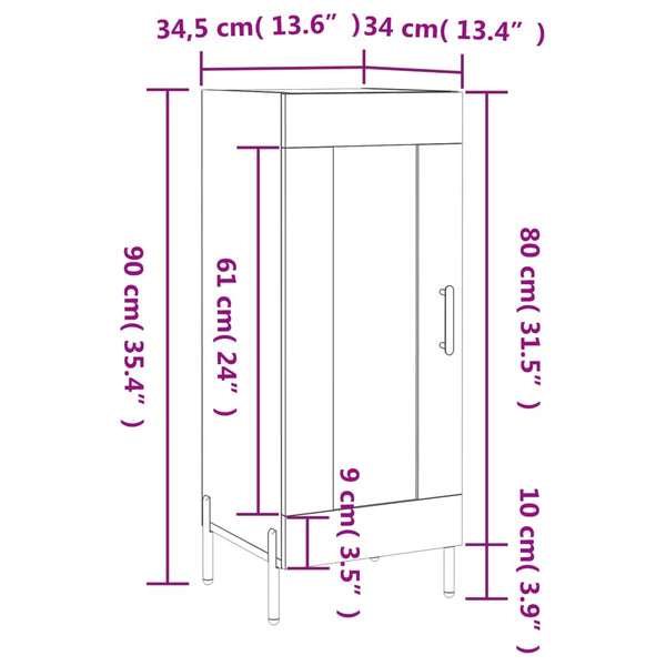 Schwarzes Sideboard 34,5x34x90 cm