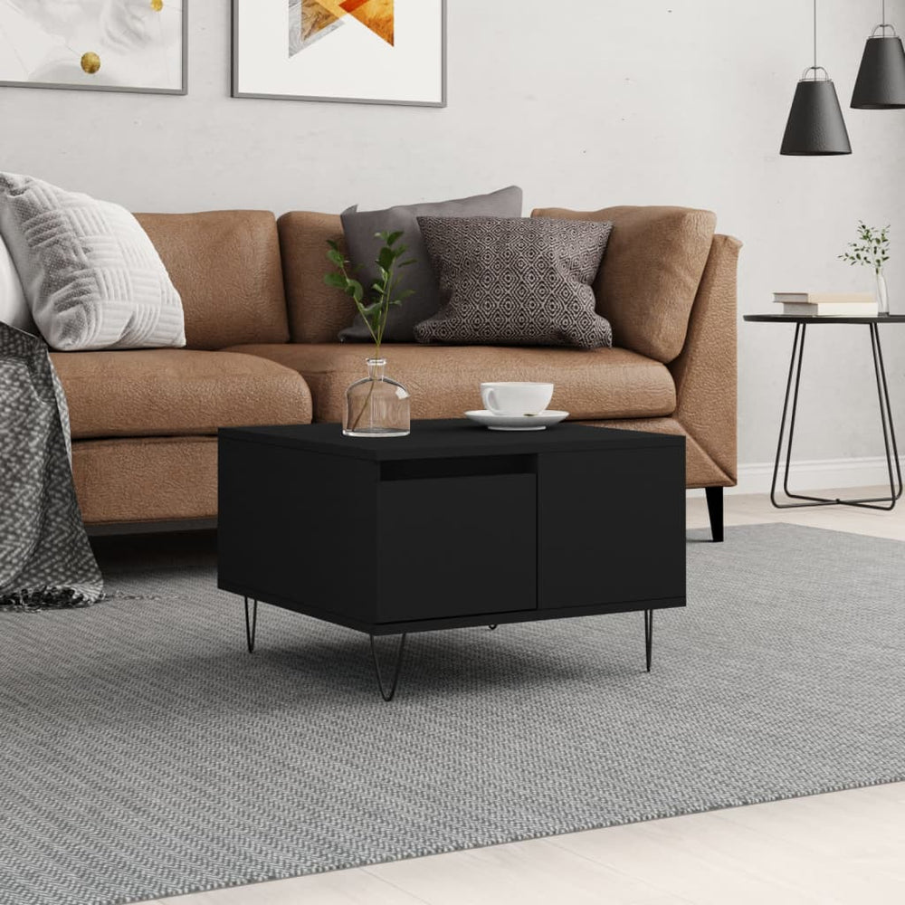 vidaXL Coffee Table Black 55x55x36.5 cm Engineered Wood