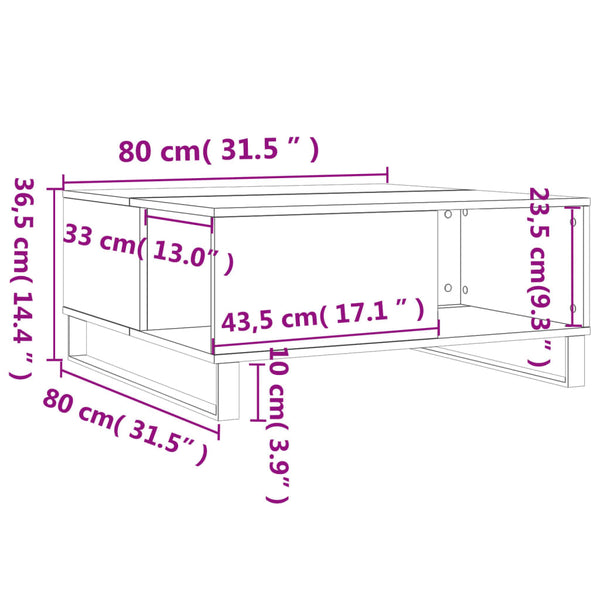 Couchtisch Sonoma Eiche 80x80 cm
