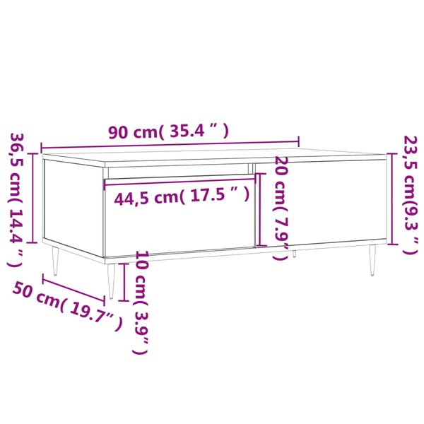 Schwarzer Couchtisch 90x50 cm