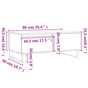 Couchtisch Grau Sonoma 90x50 cm