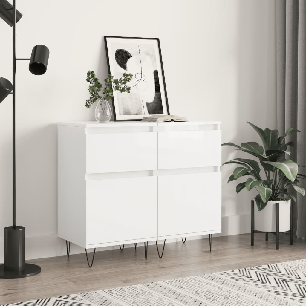 Hochglanz Sideboards Weiß, 2er Set