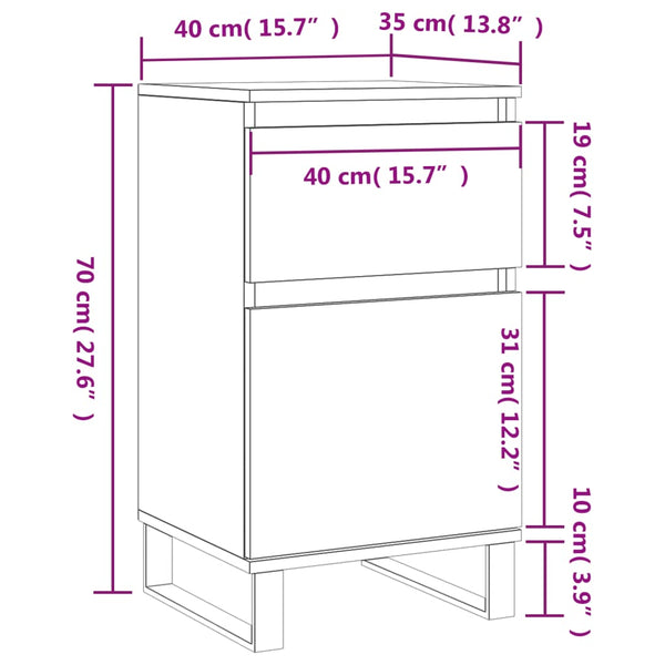 Weiße Sideboards, 2er Set, 40x35x70 cm