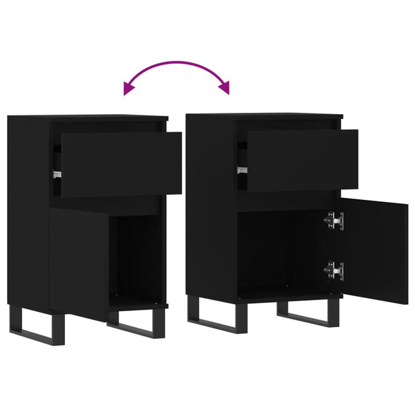 Schwarze Sideboards, 2er-Set, 40x35x70 cm