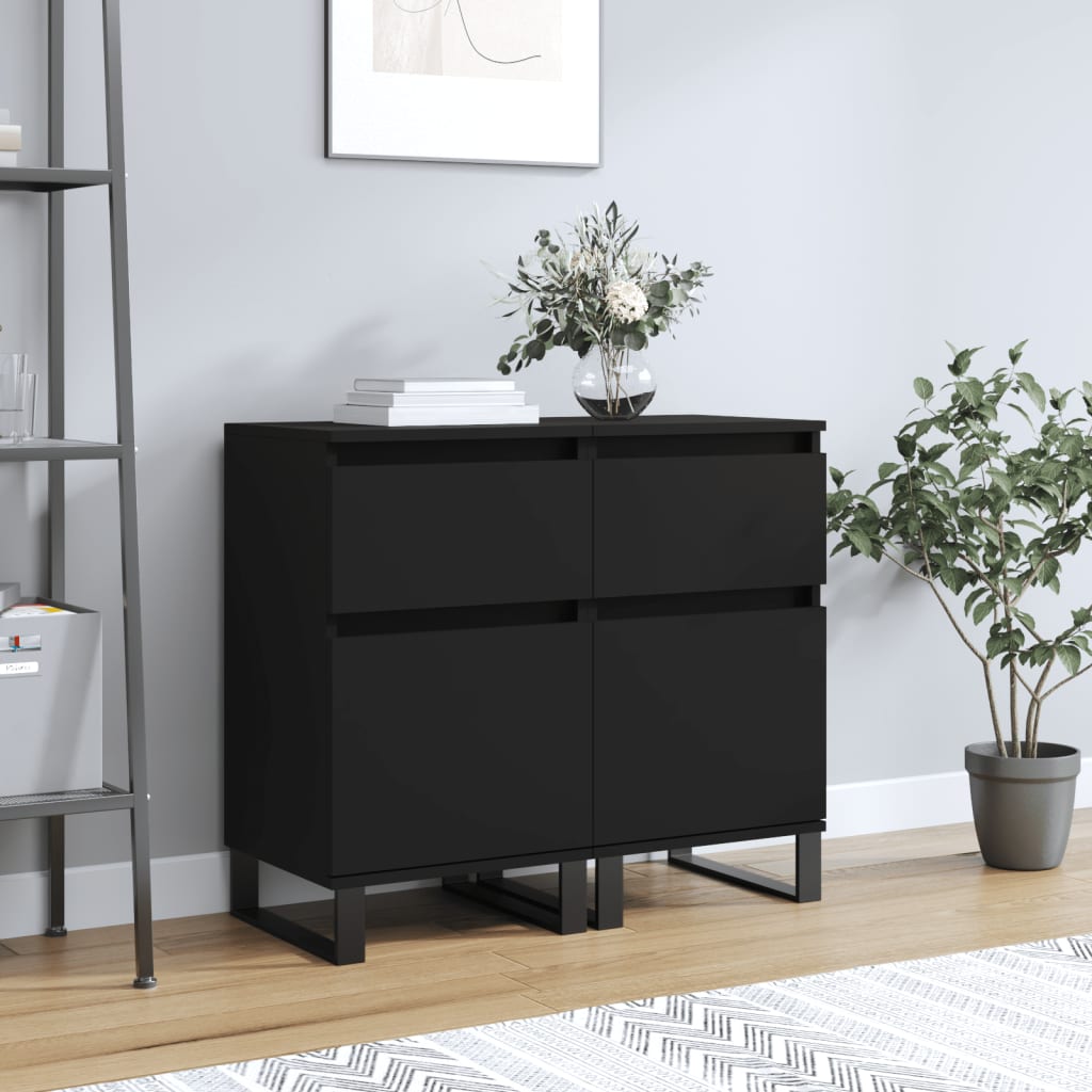 Schwarze Sideboards, 2er-Set, 40x35x70 cm