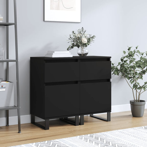 Schwarze Sideboards, 2er-Set, 40x35x70 cm