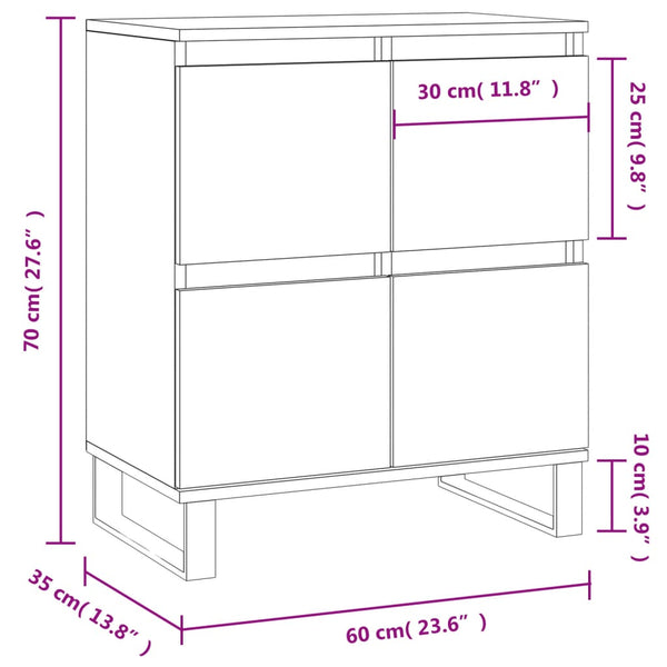 Hochglanz Sideboard Weiß 60x35x70 cm