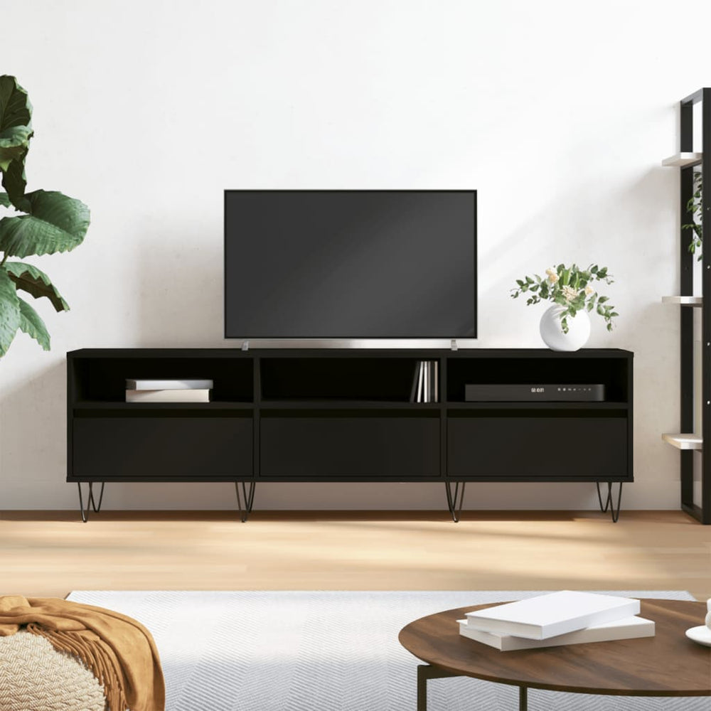vidaXL Meuble TV Noir 150x30x44,5 cm Bois d'ingénierie