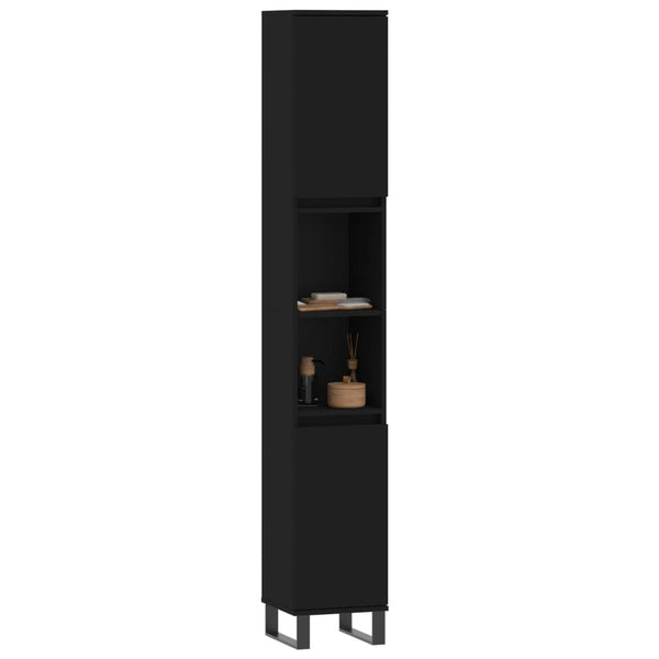 Schwarzer Badschrank 30x30x190 cm