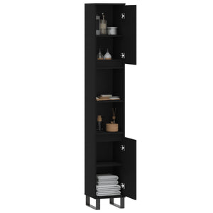 Schwarzer Badschrank 30x30x190 cm