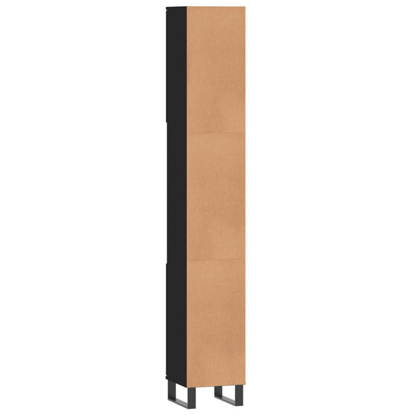 Schwarzer Badschrank 30x30x190 cm