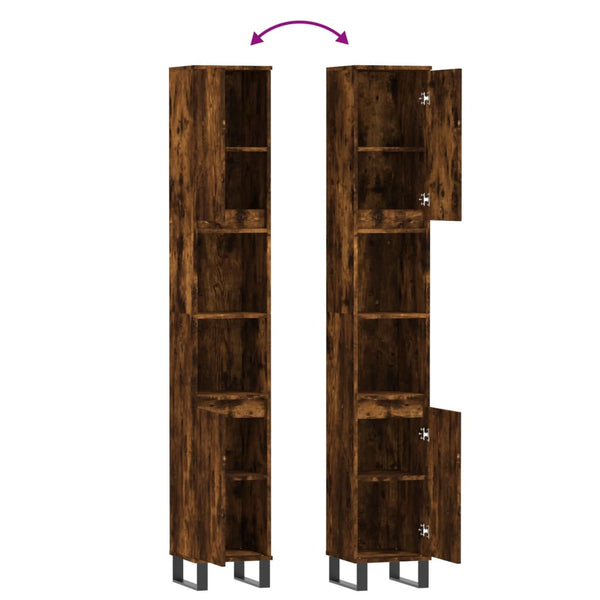 Badschrank Räuchereiche 30x30x190 cm