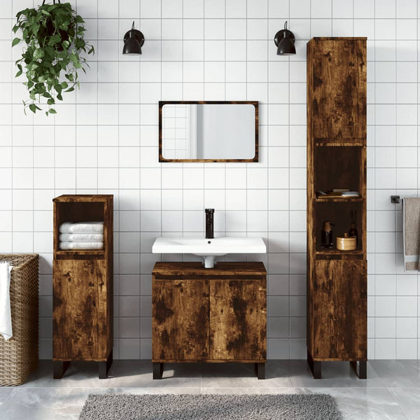 Badschrank Räuchereiche 30x30x190 cm