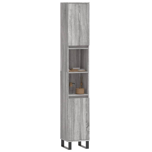 Badschrank Grau Sonoma 30x30x190 cm
