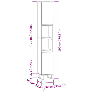 Badschrank Grau Sonoma 30x30x190 cm