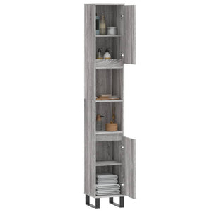 Badschrank Grau Sonoma 30x30x190 cm