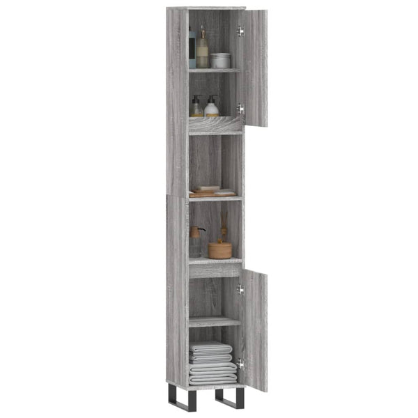 Badschrank Grau Sonoma 30x30x190 cm