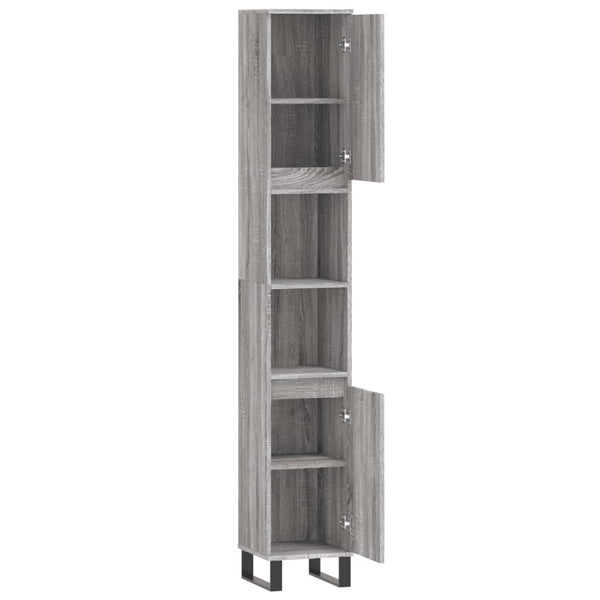 Badschrank Grau Sonoma 30x30x190 cm