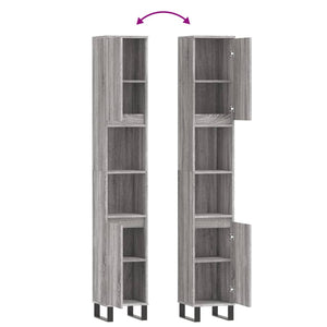 Badschrank Grau Sonoma 30x30x190 cm