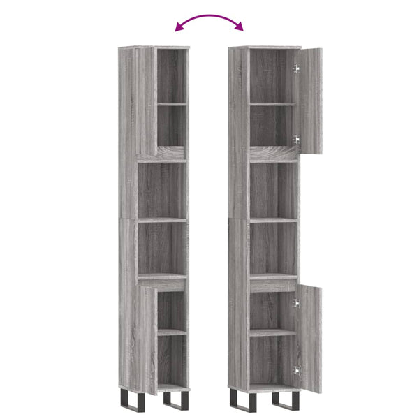 Badschrank Grau Sonoma 30x30x190 cm