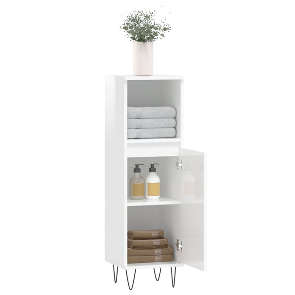 Hochglanz Weißer Badschrank 30x30x100cm