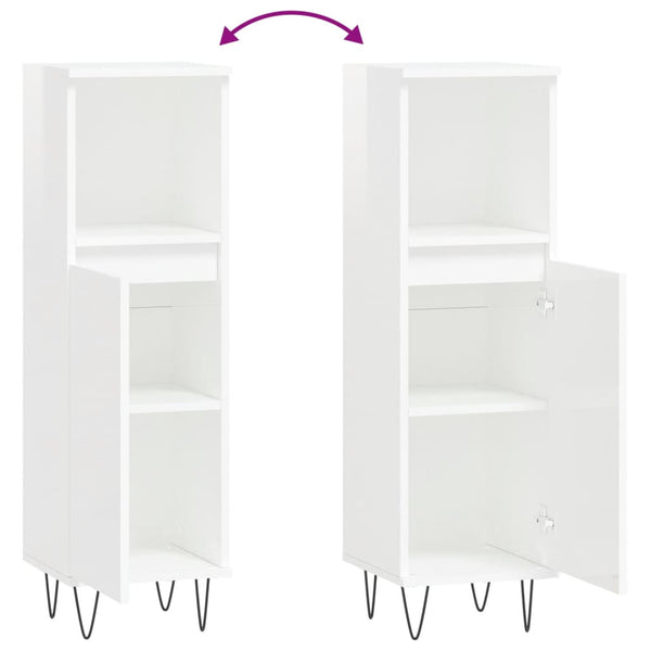 Hochglanz Weißer Badschrank 30x30x100cm