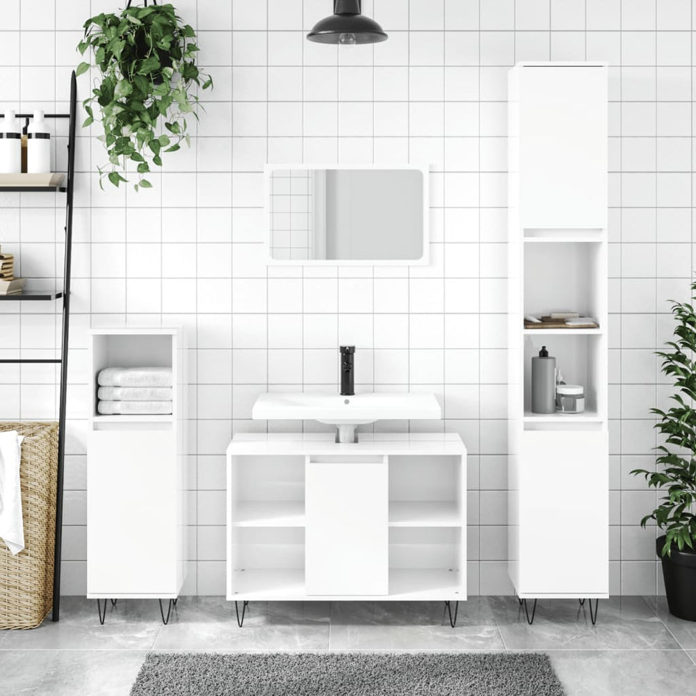 Hochglanz Weißer Badschrank 30x30x100cm