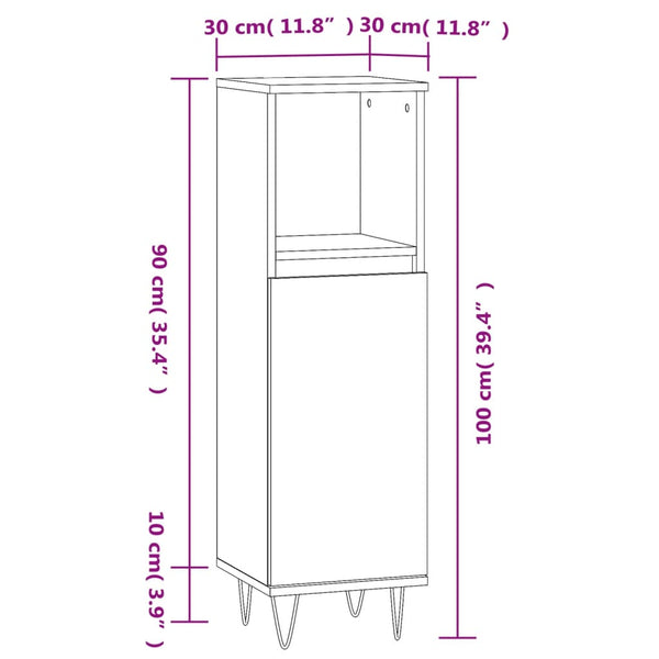 Betongrauer Badschrank 30x30x100 cm
