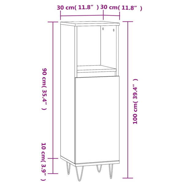 Badschrank Braun Eichenoptik 30x100cm