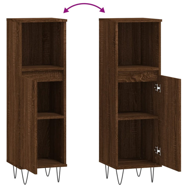 Badschrank Braun Eichenoptik 30x100cm