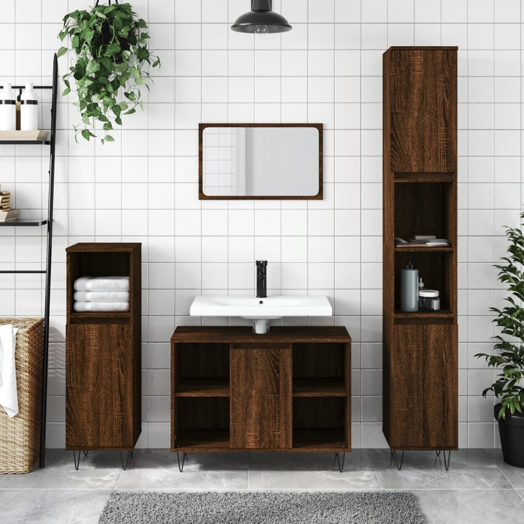 Badschrank Braun Eichenoptik 30x100cm