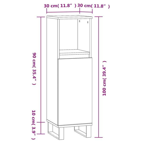 Schwarzer Badschrank 30x30x100 cm