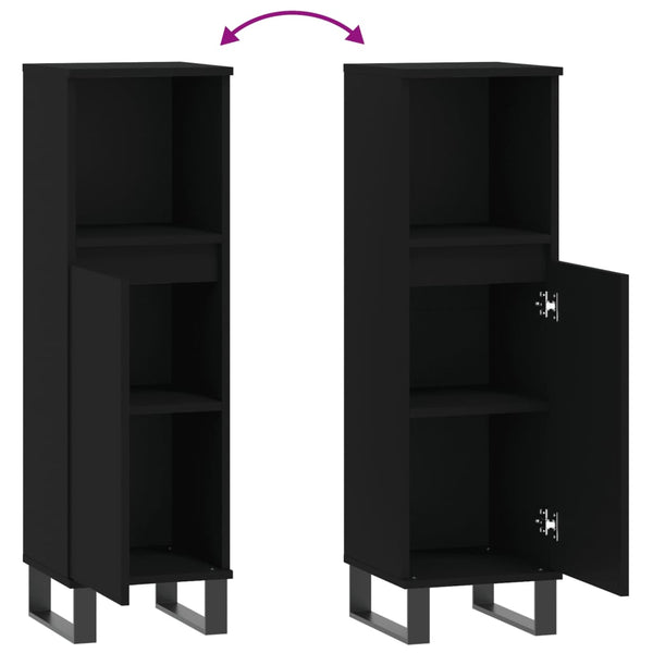 Schwarzer Badschrank 30x30x100 cm