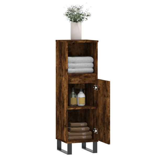 Badschrank Räuchereiche 30x30x100 cm