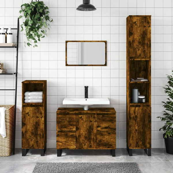 Badschrank Räuchereiche 30x30x100 cm