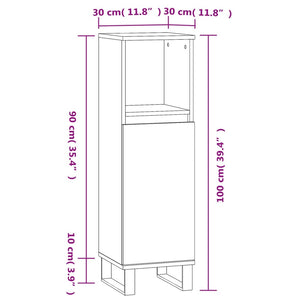 Badschrank Grau Sonoma 30x30x100 cm