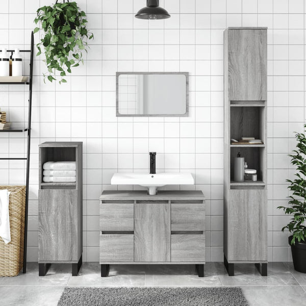 Badschrank Grau Sonoma 30x30x100 cm