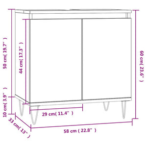 Betongrauer Badschrank, 58x33x60 cm