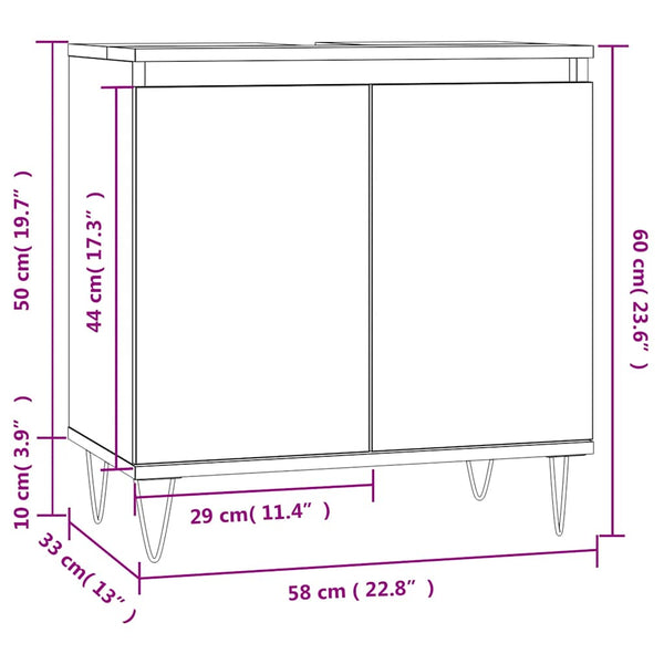Betongrauer Badschrank, 58x33x60 cm